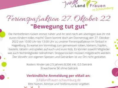 Bewegung tut gut – Ferienspaßaktion 27. Oktober 22