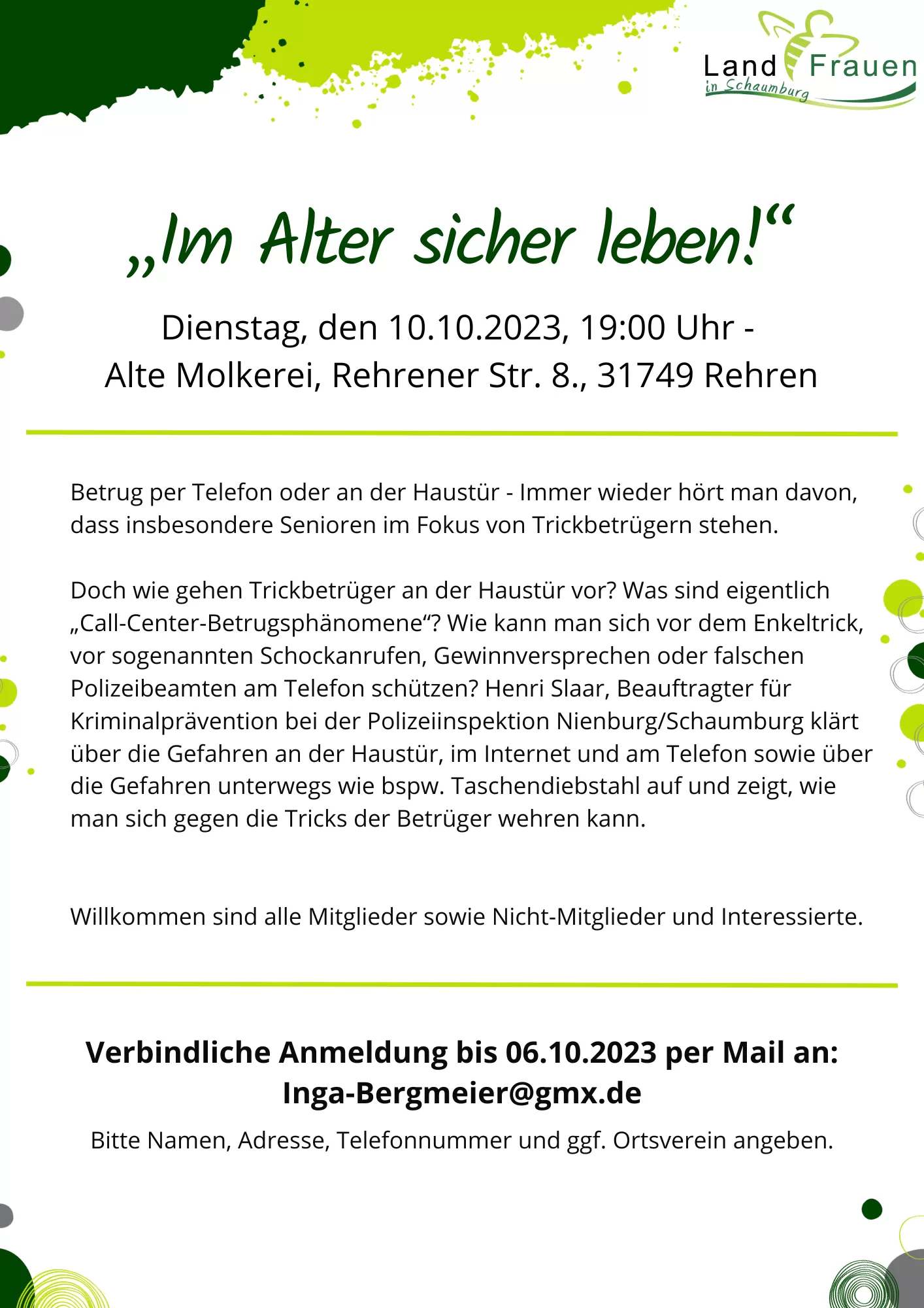 Im Alter sicher leben – 10.10.2023