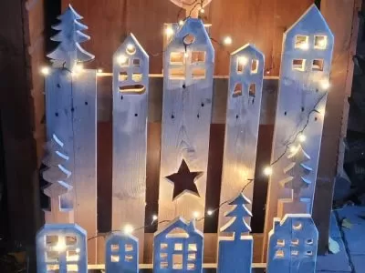 Weihnachtsdorf aus einer Europalette bauen